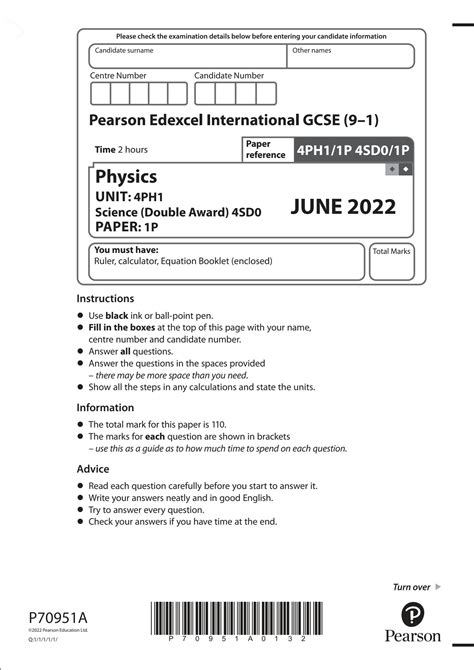 Pearson Edexcel International GCSE (91) MayJune 2022 Assessment Window. . Edexcel igcse physics june 2022